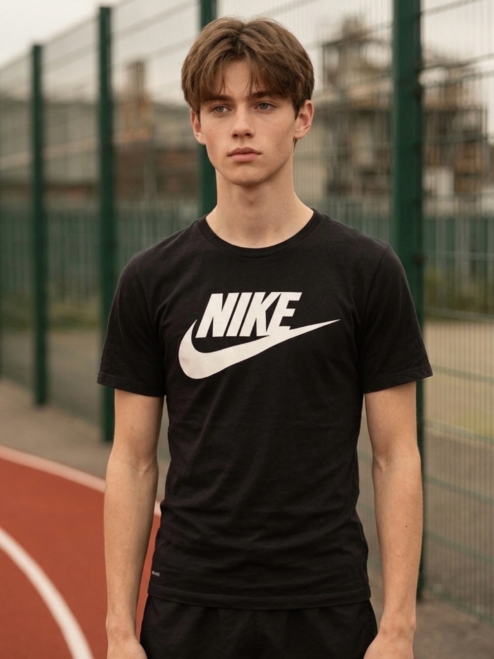 Nike Black T-Shirt with White Swoosh Logo